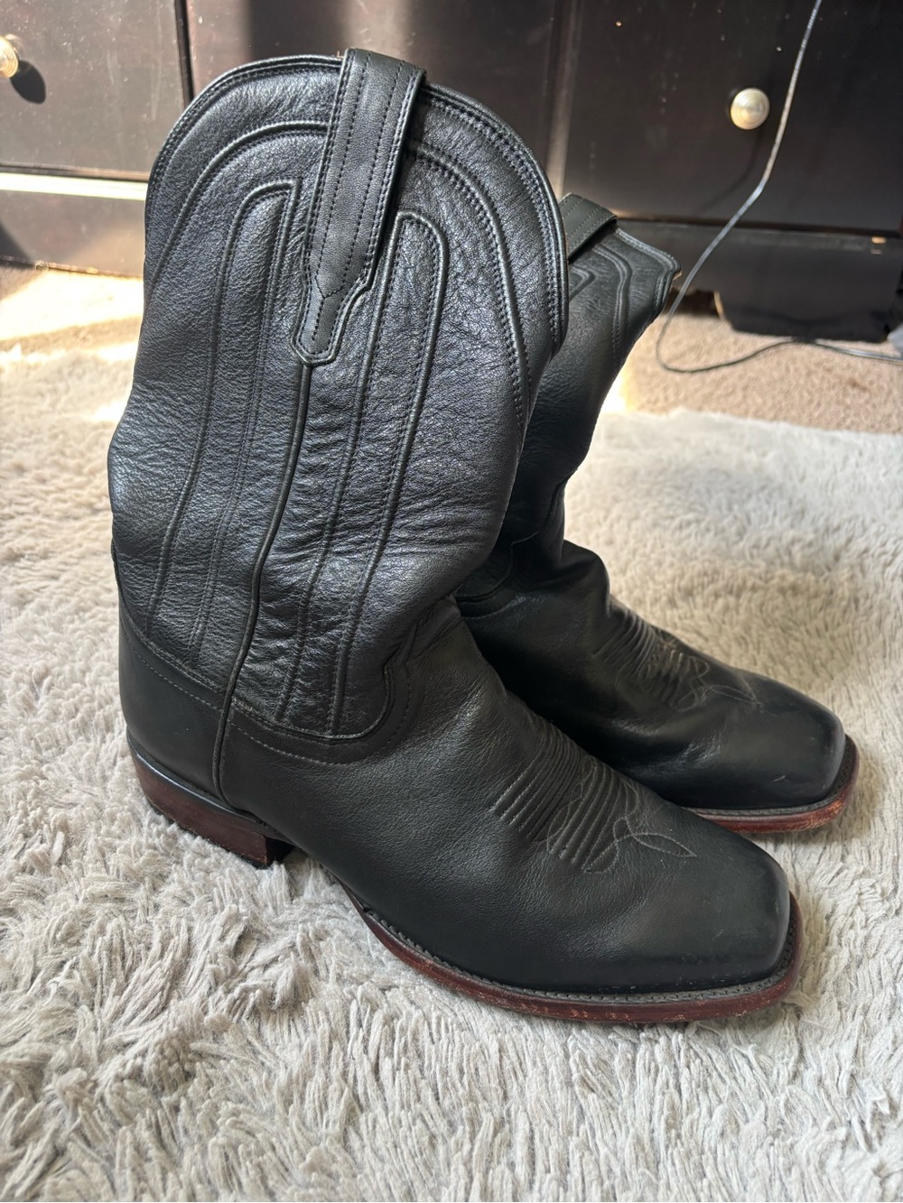 Tecovas Black Square Toe Jackson Calf Cowboy Boots western 11EE